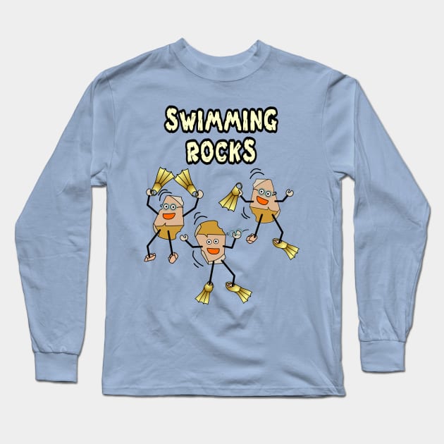 Swimming Rocks Long Sleeve T-Shirt by Barthol Graphics